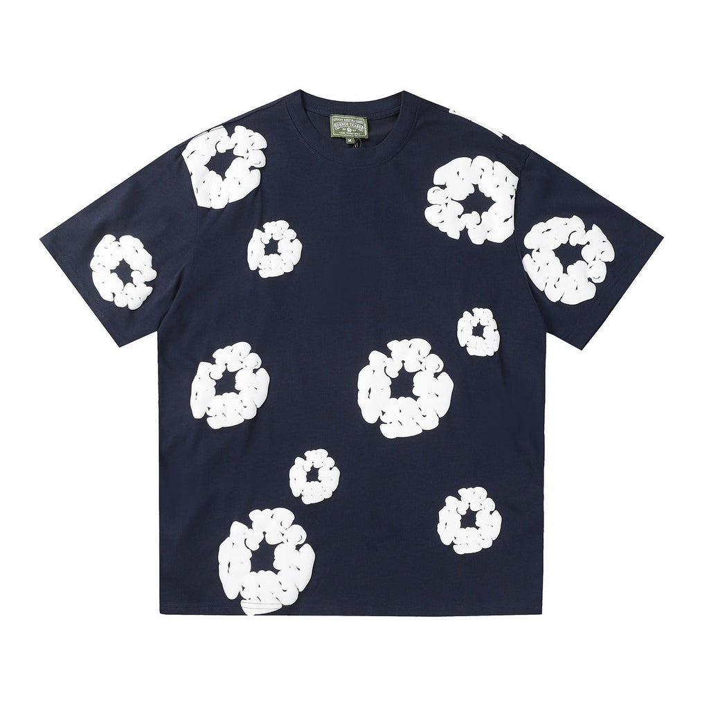 Denim Tears Outfit:T-shirt/Shorts (Separate Purchase Options) Puff Print Short Sleeve T-shirt Loose Couple Shorts Suit